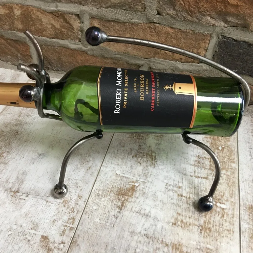 Artisan Created Iron Bottle Holder/Garden Design (1)